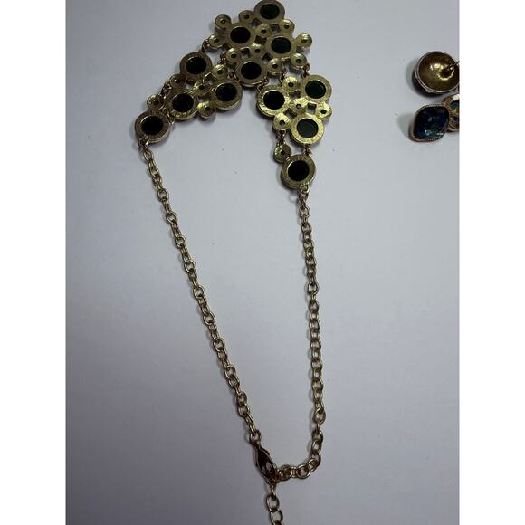 3 kelly green statement bib flower floral bling enamel necklaces banana republic - Picture 11 of 13